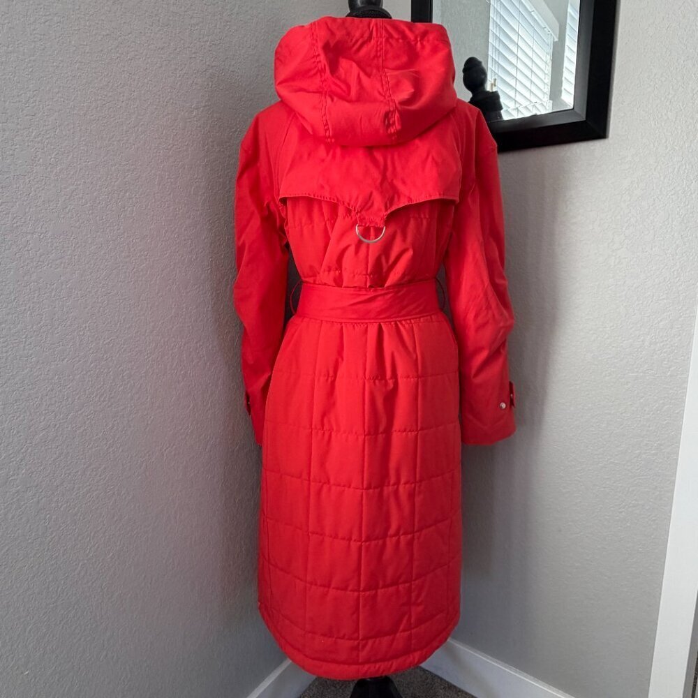 NWT HUNTER Red Chasseur Belted Insulated Hooded Long Trench Coat Small - Picture 5 of 16